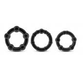 Набор из 3 чёрных эрекционных колец Stay Hard Beaded Cockrings - Blush Novelties - во Владикавказе купить с доставкой
