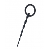 Чёрный уретральный плаг с кольцом - ToyFa - купить с доставкой во Владикавказе