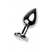 Серебристая анальная пробка с прозрачным кристаллом-сердцем - 8 см. - ToyFa - купить с доставкой во Владикавказе