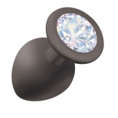 Чёрная анальная пробка Emotions Cutie Large с прозрачным кристаллом - 10 см. - Lola Games - купить с доставкой во Владикавказе