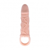 Телесная вибрирующая насадка на пенис с подхватом для мошонки - 17 см. - Baile - во Владикавказе купить с доставкой