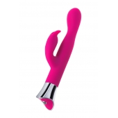 Розовый вибратор с клиторальным стимулятором и гибкой головкой LOLY - 21,6 см. - JOS