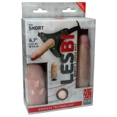 Телесный поясной страпон LESBI с вагинальной пробкой - 17 см. - LOVETOY (А-Полимер) - купить с доставкой во Владикавказе