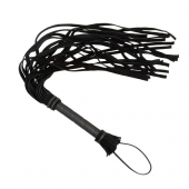 Чёрная плеть с кожаной рукоятью - 65 см. - Sitabella - купить с доставкой во Владикавказе