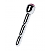 Серебристый уретральный плаг со стразом - 7 см. - ToyFa - купить с доставкой во Владикавказе