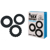 Набор из 3 рельефных эрекционных колец Sex Expert - Sex Expert - во Владикавказе купить с доставкой