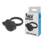 Чёрное эрекционное кольцо с вибрацией Sex Expert - Sex Expert - во Владикавказе купить с доставкой