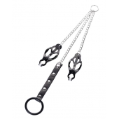 Черно-серебристые зажимы для сосков с кольцом для пениса TOYFA Metal - ToyFa - купить с доставкой во Владикавказе