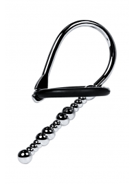 Серебристый уретральный плаг-бусины TOYFA Metal с мягким фиксириющим кольцом - ToyFa - купить с доставкой во Владикавказе