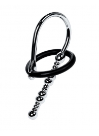 Серебристый уретральный плаг-бусины TOYFA Metal с мягким фиксириющим кольцом - ToyFa - купить с доставкой во Владикавказе