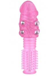 Стимулирующая розовая насадка с шишечками и шипами - 13,5 см. - Toyfa Basic - во Владикавказе купить с доставкой