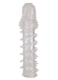 Прозрачная, закрытая насадка с шипами и точками - 13,5 см. - Toyfa Basic - во Владикавказе купить с доставкой