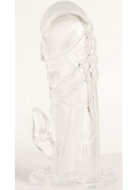 Прозрачная гелевая насадка с клиторальным отростком - 13 см. - Toyfa Basic - во Владикавказе купить с доставкой