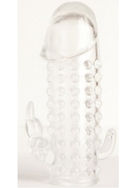 Гелевая прозрачная насадка с 2 отростками - 13 см. - Toyfa Basic - во Владикавказе купить с доставкой