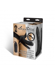 Полый страпон с двумя отростками и вибрацией Unisex Vibrating Hollow Strap-On Double Penetrating Dildo - 17,8 см. - Lux Fetish - купить с доставкой во Владикавказе