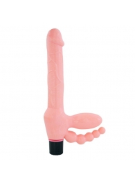 Телесный безремневой страпон с анальным отростком - Erowoman-Eroman - купить с доставкой во Владикавказе