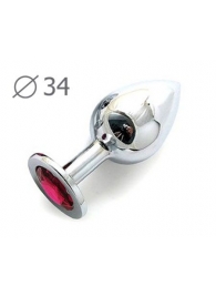 Коническая серебристая анальная втулка с малиновым кристаллом - 8,2 см. - Anal Jewelry Plug - купить с доставкой во Владикавказе
