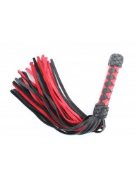 Черно-красная клеть с плетеной ручкой с ромбовидным узором - 45 см. - БДСМ Арсенал - купить с доставкой во Владикавказе