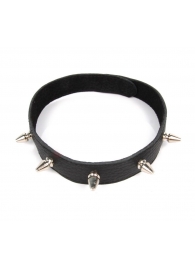 Черный ошейник на липучке с металлическими шипами - Notabu - купить с доставкой во Владикавказе
