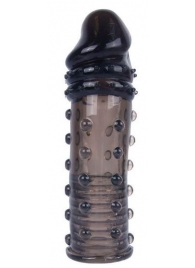 Черная насадка на пенис с пупырышками - 15 см. - Sex Expert - во Владикавказе купить с доставкой
