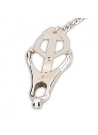 Металлические зажимы на соски в форме клевера с цепочкой - Lux Fetish - купить с доставкой во Владикавказе