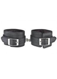 Черные фиксаторы для ног на цепи с мехом внутри - Lux Fetish - купить с доставкой во Владикавказе