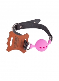 Розовый кляп-шар на черных кожаных ремешках - Sitabella - купить с доставкой во Владикавказе