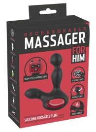 Черный вибромассажер простаты с нагревом и ротацией Prostate Plug - 14,5 см. - Orion - во Владикавказе купить с доставкой