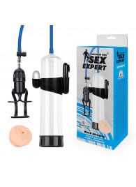 Прозрачная вакуумная вибропомпа Sex Expert с насадкой-вагиной - Sex Expert - во Владикавказе купить с доставкой