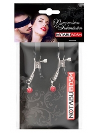 Металлические зажимы на соски с декором в виде красных шариков - Notabu - купить с доставкой во Владикавказе