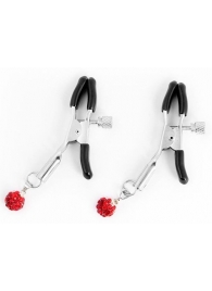 Металлические зажимы на соски с декором в виде красных шариков - Notabu - купить с доставкой во Владикавказе