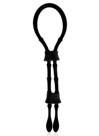 Черное силиконовое эрекционное кольцо-лассо с двумя утяжками - Sex Expert - во Владикавказе купить с доставкой