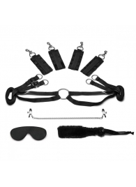 Черный набор БДСМ для фиксации на кровати - Lux Fetish - купить с доставкой во Владикавказе