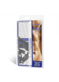 Комбинированное двойное кольцо с разделителем для мошонки и поводком - BlueLine - купить с доставкой во Владикавказе