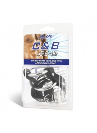 Двойное металлическое кольцо на пенис с замком на ремне - BlueLine - купить с доставкой во Владикавказе