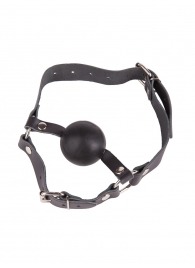 Чёрный кляп-шар на кожаных ремешках с пряжкой - Sitabella - купить с доставкой во Владикавказе