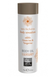 Съедобное массажное масло с ароматом зеленого чая и мандарина - 75 мл. - Shiatsu - купить с доставкой во Владикавказе