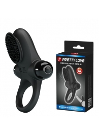 Черное эрекционное виброкольцо в клиторальной щеточкой Vibrant Penis Ring II - Baile - во Владикавказе купить с доставкой