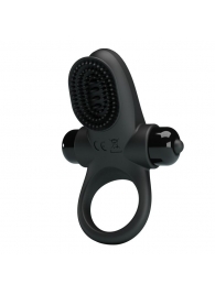 Черное эрекционное виброкольцо в клиторальной щеточкой Vibrant Penis Ring II - Baile - во Владикавказе купить с доставкой