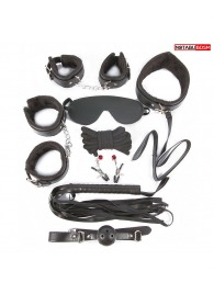 Большой игровой набор БДСМ: наручники, оковы, маска, кляп, плеть, ошейник с поводком, верёвка, зажимы для сосков - Notabu - купить с доставкой во Владикавказе