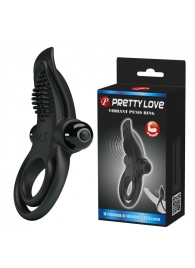 Черное силиконовое эрекционное кольцо с вибрацией и подхватом мошонки - Baile - во Владикавказе купить с доставкой