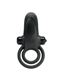 Черное силиконовое эрекционное кольцо с вибрацией и подхватом мошонки - Baile - во Владикавказе купить с доставкой