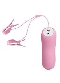 Нежно-розовые зажимы на соски с вибрацией и электростимуляцией - Baile - купить с доставкой во Владикавказе