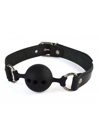 Силиконовый кляп-шар с ремешками из натуральной кожи черного цвета - Sitabella - купить с доставкой во Владикавказе