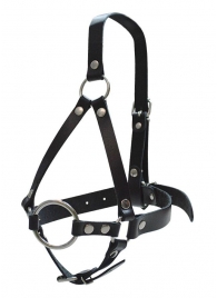 Кляп-рамка со сбруей на голову из черных кожаных ремешков - Sitabella - купить с доставкой во Владикавказе