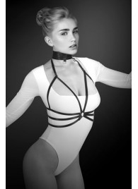 Черная упряжь на грудь Julia - Bijoux Pour Toi - купить с доставкой во Владикавказе