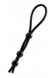 Черное лассо на пенис с тремя бусинами - A-toys - во Владикавказе купить с доставкой