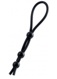 Черное лассо на пенис с тремя бусинами - A-toys - во Владикавказе купить с доставкой