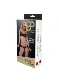 Красно-чёрные наручники на металлической цепочке - Blush Novelties - купить с доставкой во Владикавказе