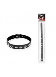 Черный ошейник с серебристыми ромбиками - Notabu - купить с доставкой во Владикавказе